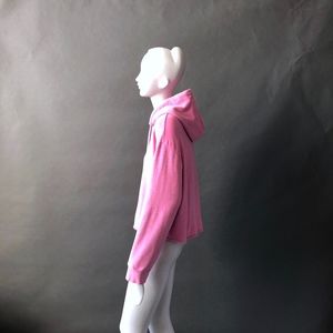MONROW Hoodie Sweatshirt Pink Cropped Cozy sz L